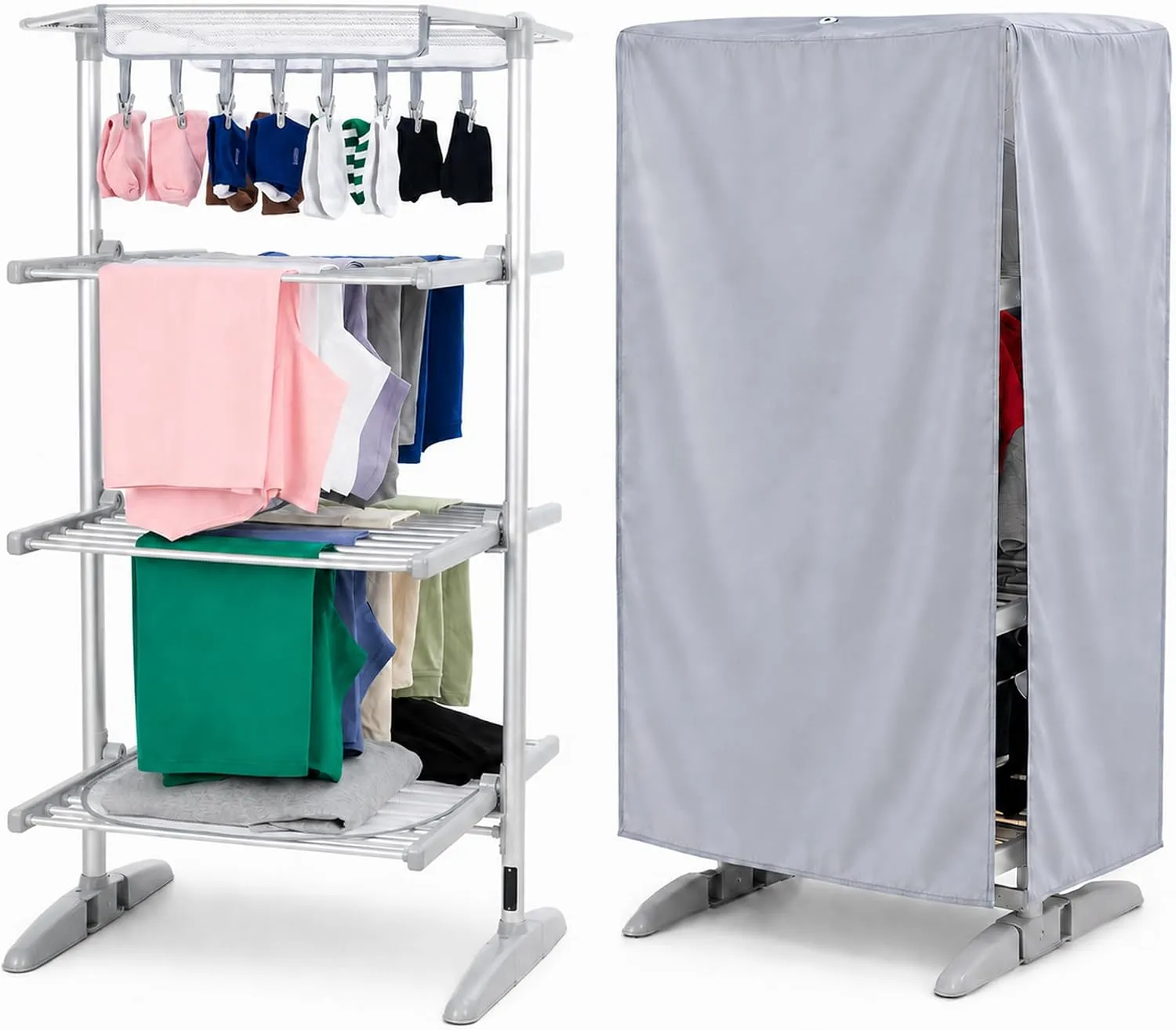 GlamHaus Digital Electric Clothes Airer with Cover