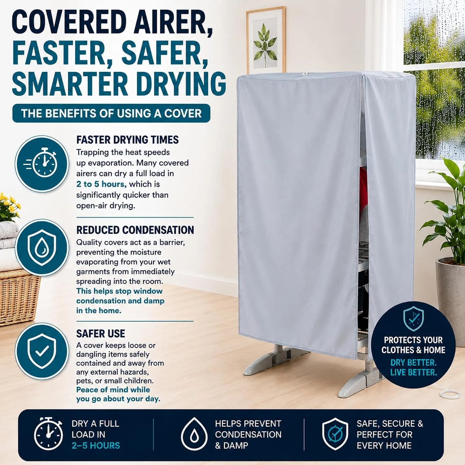 GlamHaus Digital Electric Clothes Airer with Cover