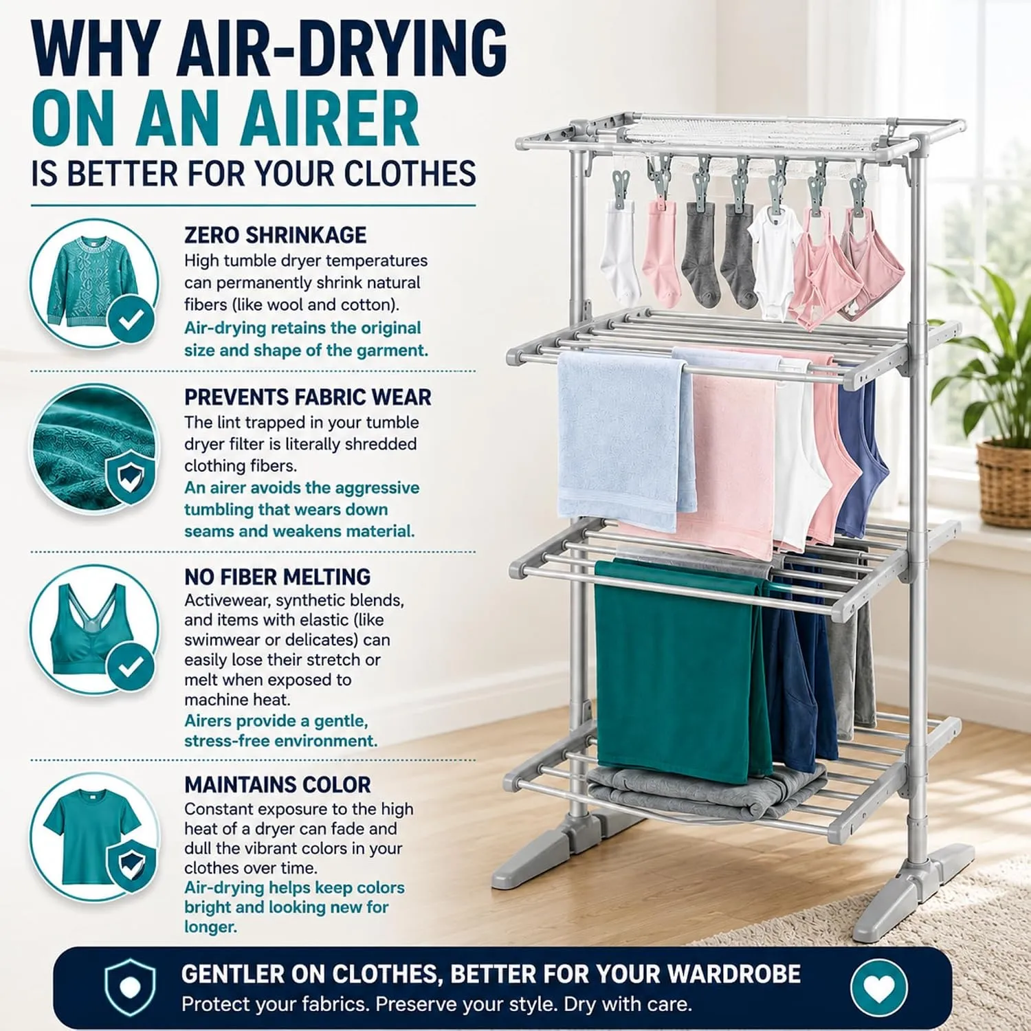 GlamHaus Digital Electric Clothes Airer with Cover