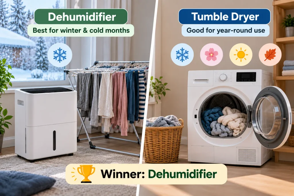 Dehumidifier vs Tumble Dryer: Best Season to Use