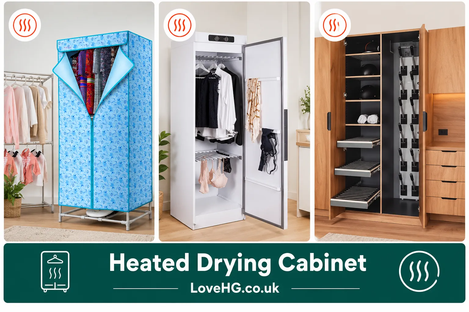 Heated drying cabinet