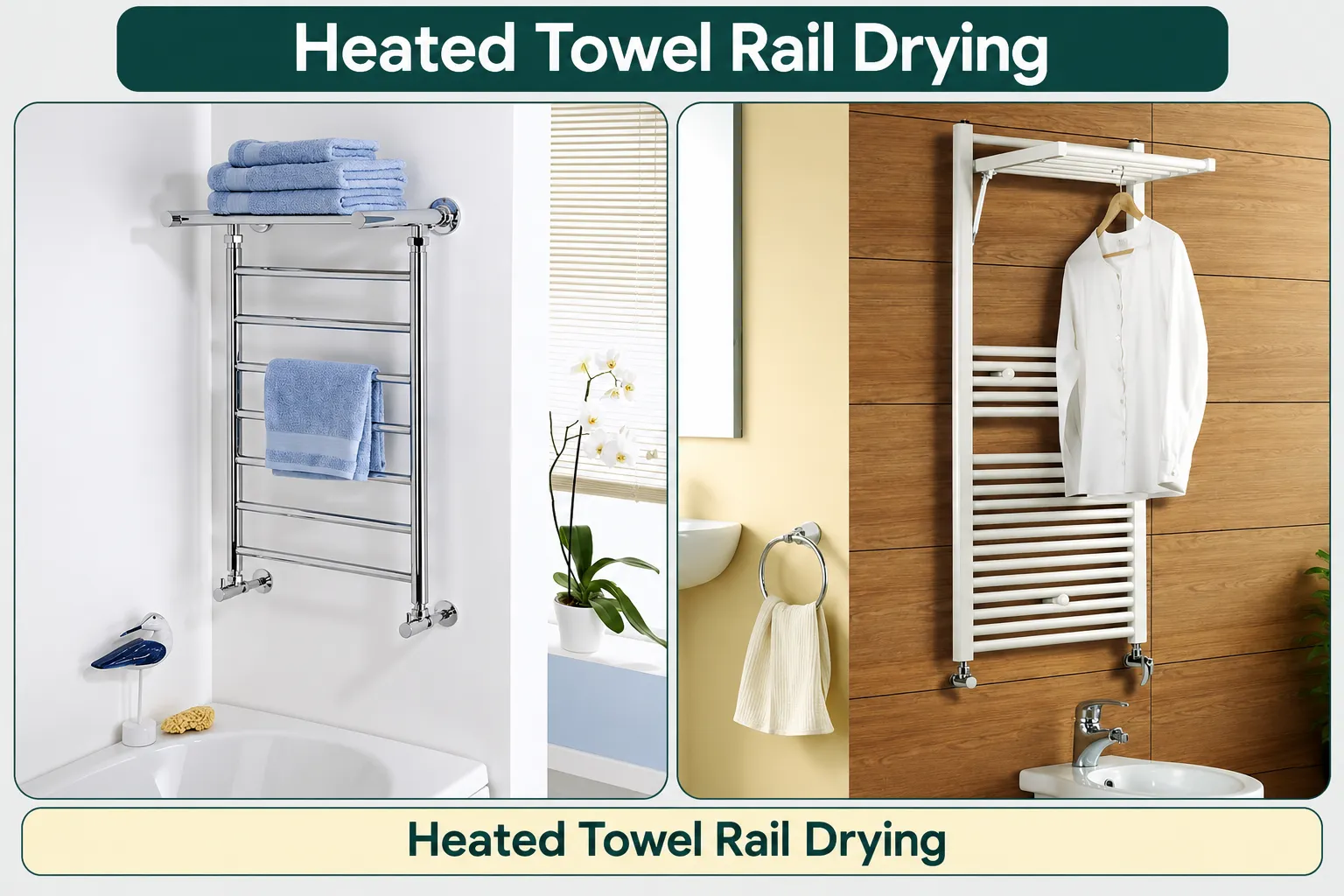 Heated towel rail drying clothes