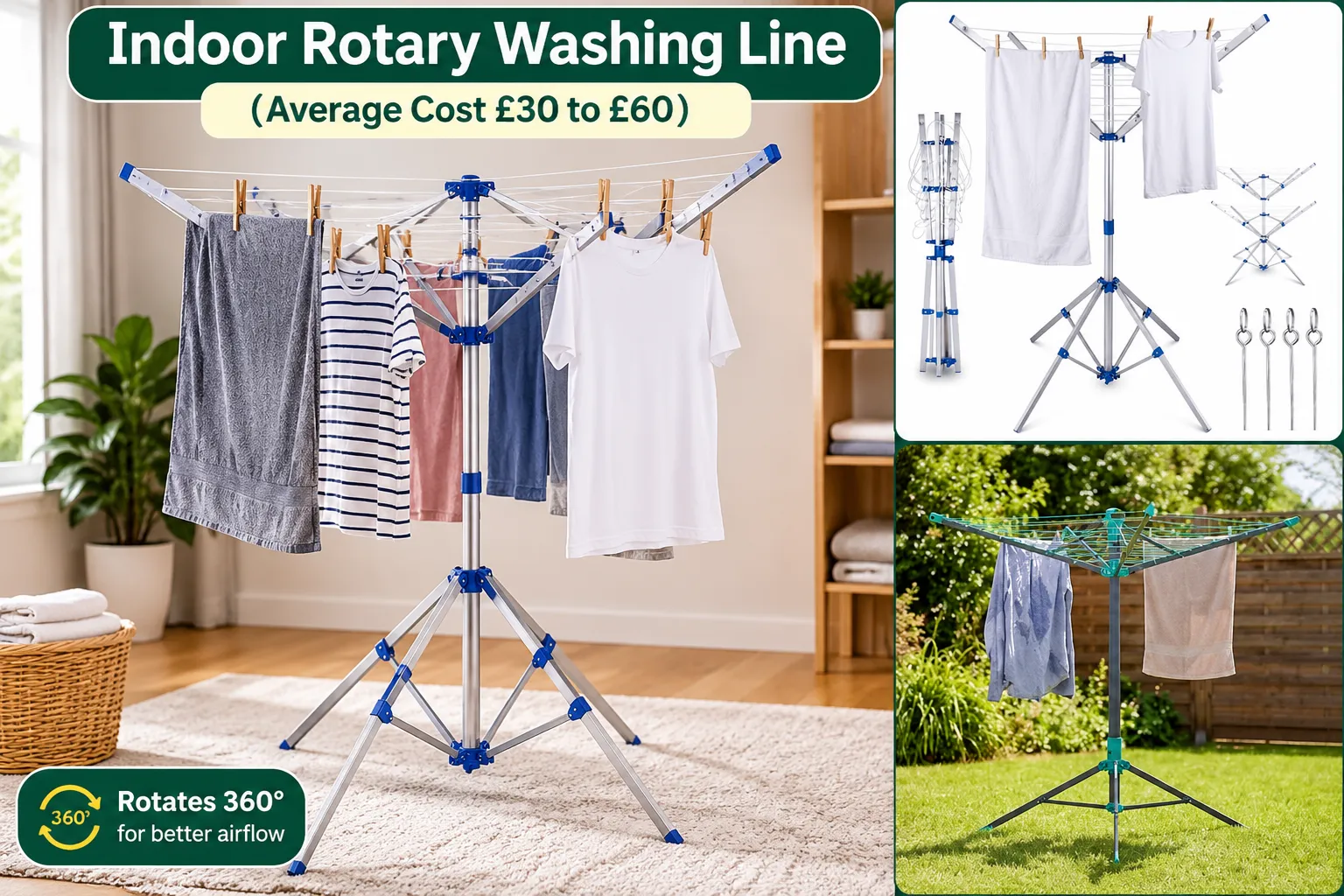 Indoor rotary washing line