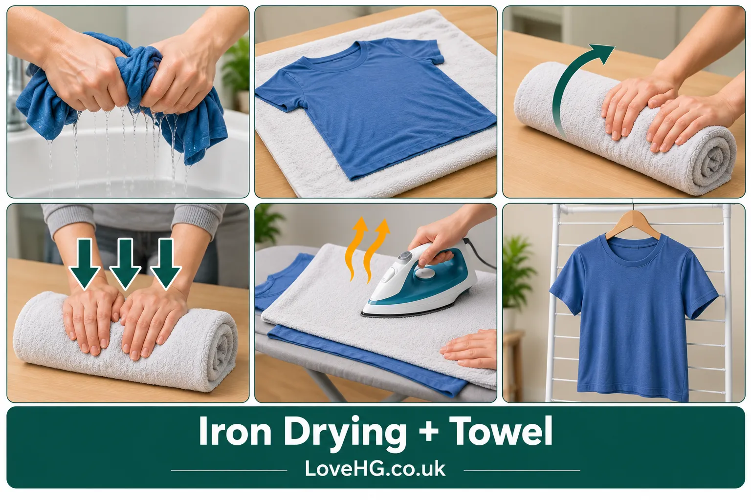 Iron drying with a towel guide