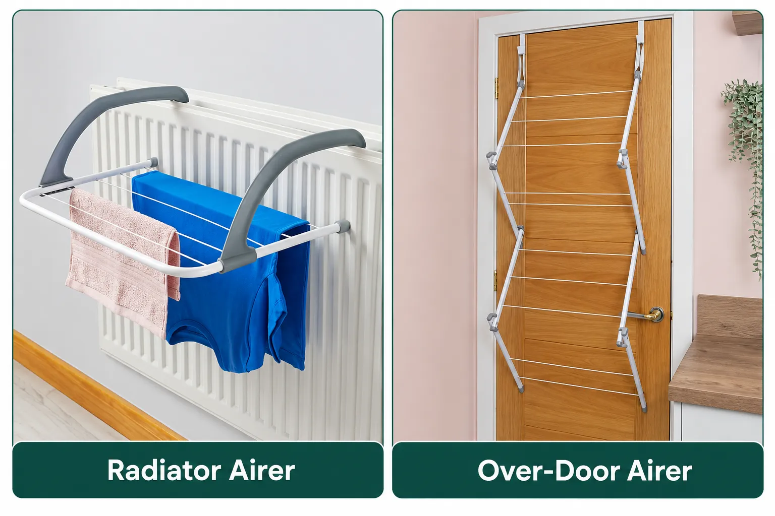 Radiator and over-door airers for indoor drying