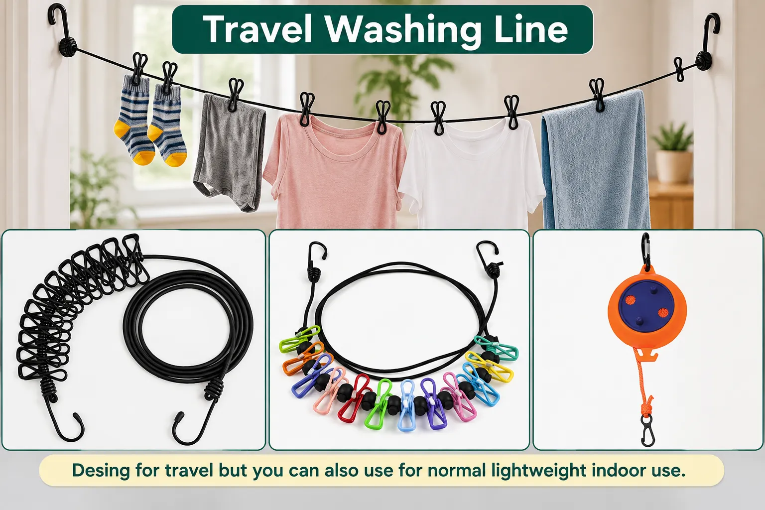 Travel washing line