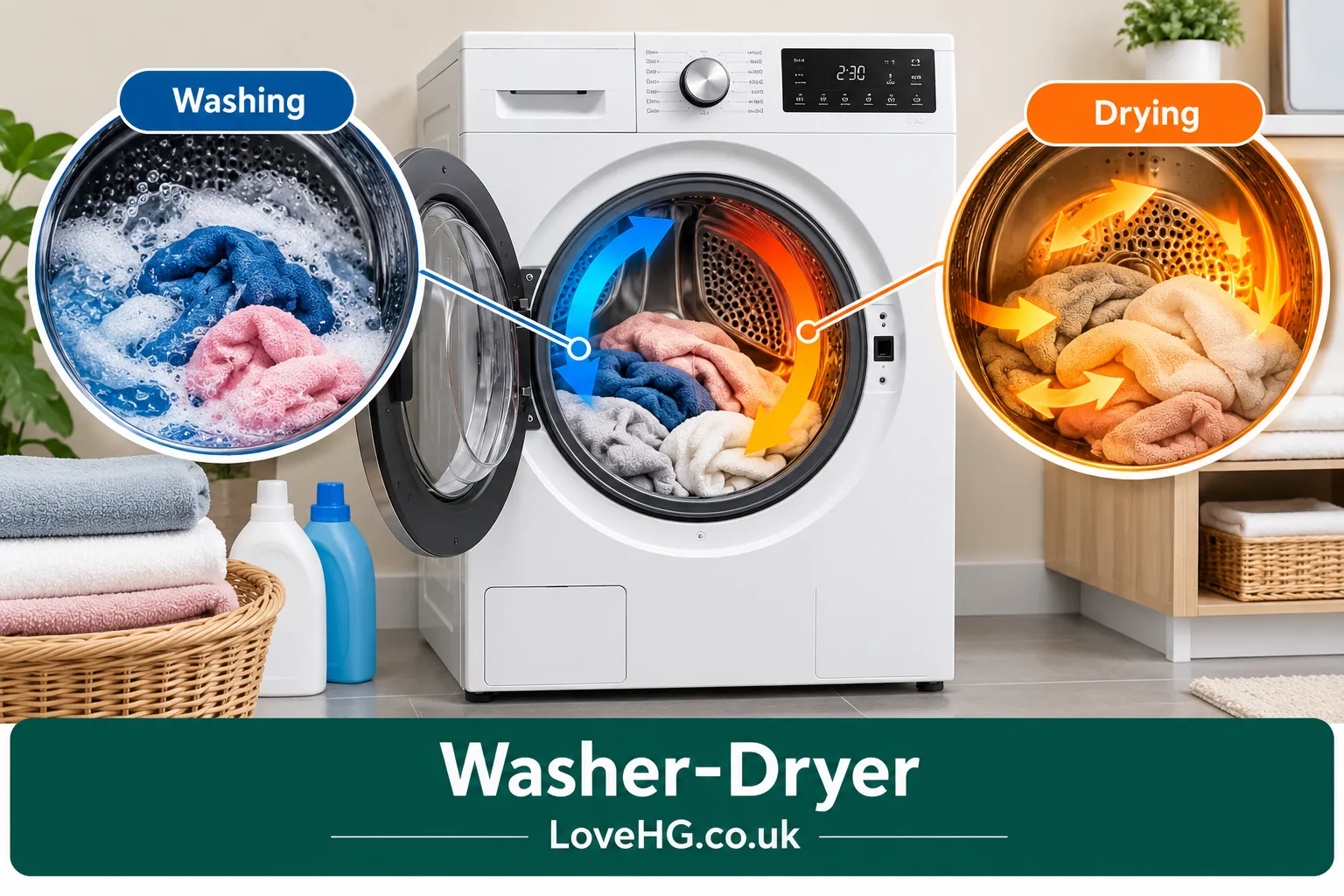 Washer dryer that washes and dries in one machine